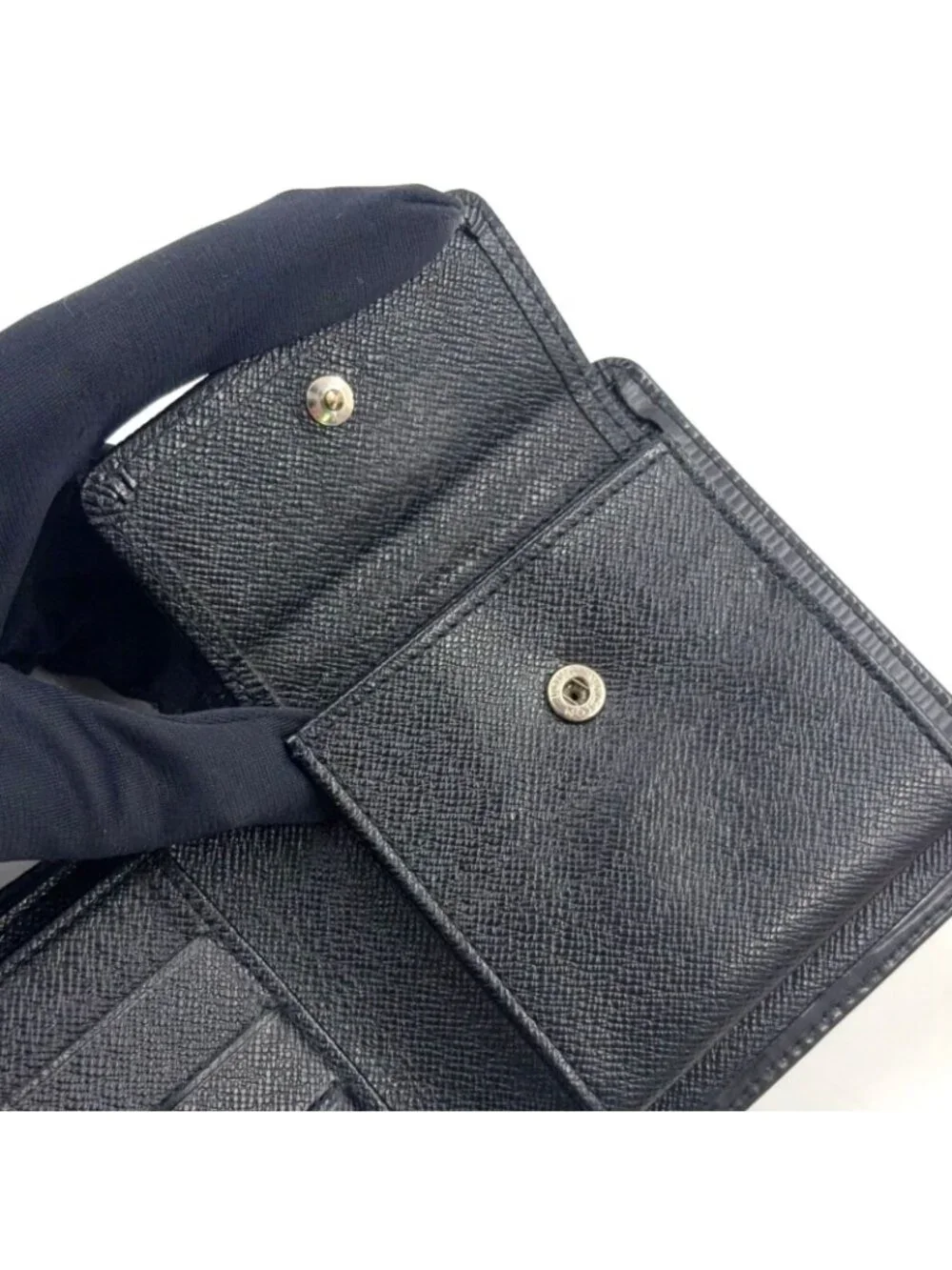 Louis Vuitton Portefeuille Marco NM Epi Noir Leather Black Bifold Wallet Silver